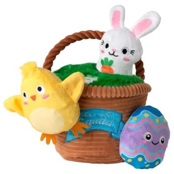 Hide & Seek Easter Basket Plush Dog Toy Small to Medium Squeaker Crinkle - Picture 8 of 8